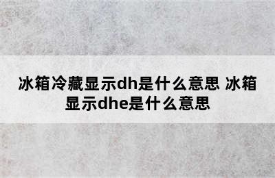 冰箱冷藏显示dh是什么意思 冰箱显示dhe是什么意思